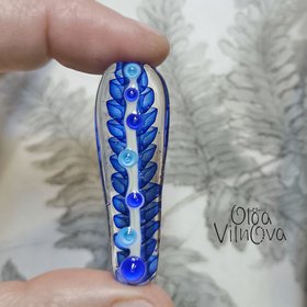 Sparkling blue bead with ribbed core #1 image