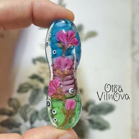 Floral bead with ribbed core #3 image